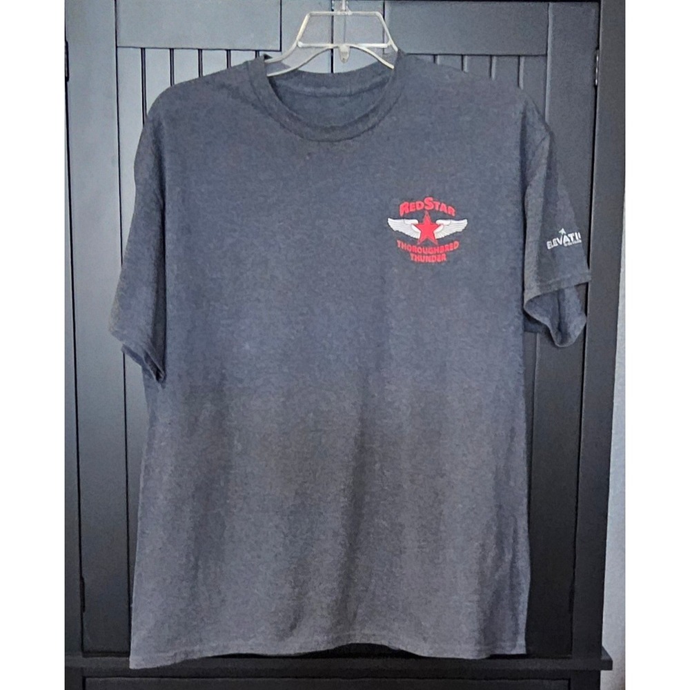 Red Star Thoroughbred Thunder‎ Mens Large Graphic Tee Aviation Airplane T Shirt